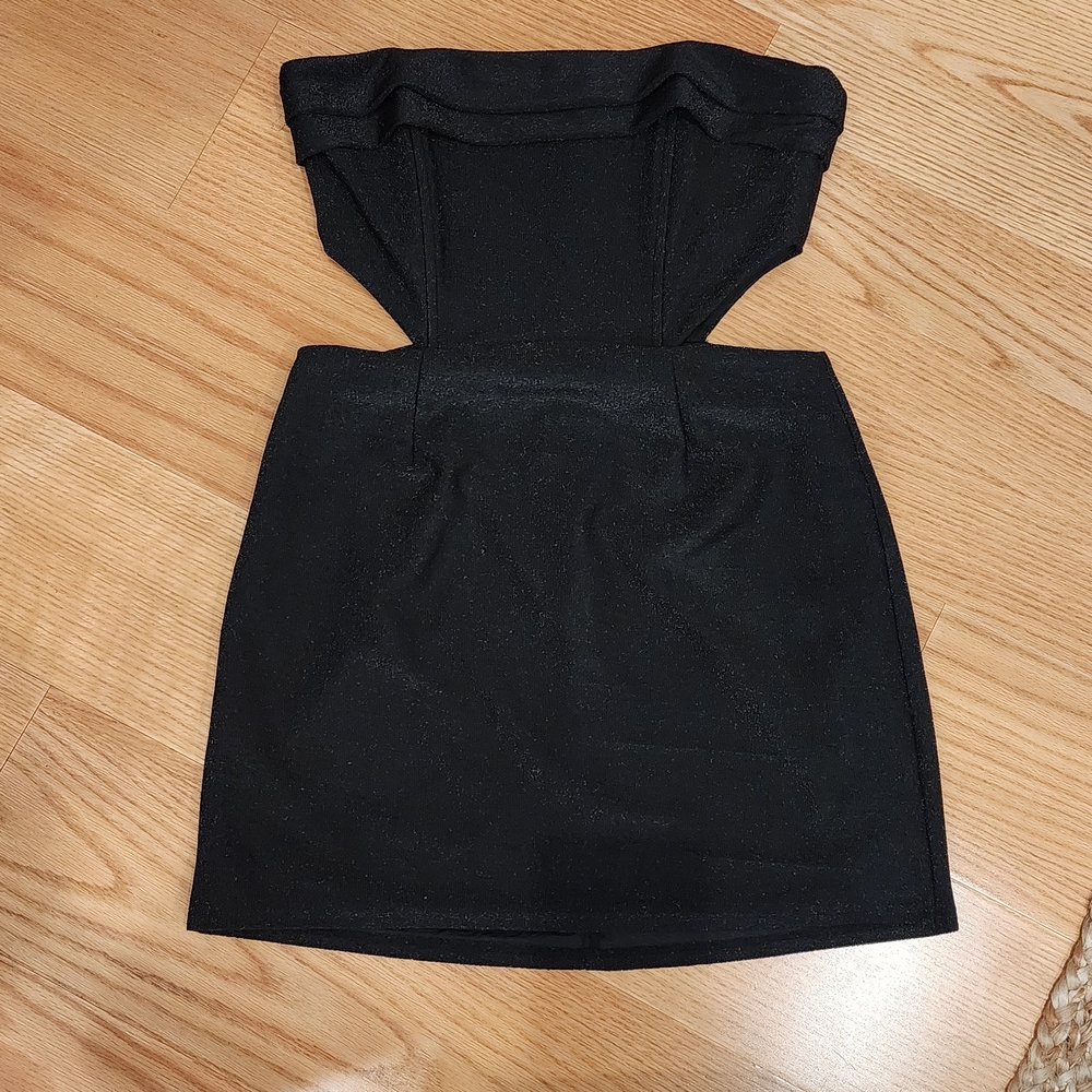Metallic Strapless Cut-out LBD